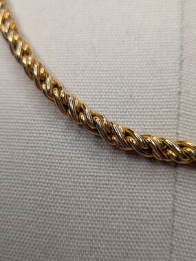 Vintage Two Tone Gold Silver Twisted Rope Chain Toggle Necklace